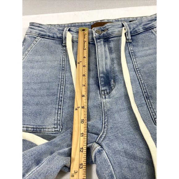 Judy Blue Jogger Jeans Womens Sz 30 Light Wash Denim Big Pockets Hi Rise Roll Up - Picture 11 of 15